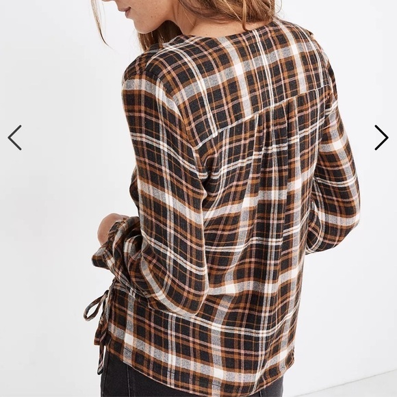 Madewell | Plaid Gauze Double-Tie Wrap Top Blouse Size M - Picture 15 of 15